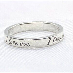 Tiffany & Co Sterling Silver 925 "I Love You" Eternity Band Ring 5.5